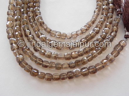 Chocolate Quartz Faceted Cube Shape Beads